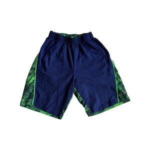New Balance Blue and Green Athletic Shorts with Elastic Waistband